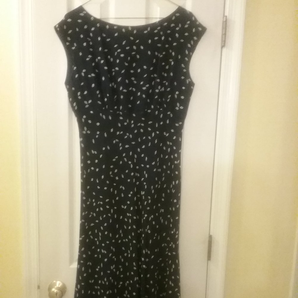 Navy Dress w/White Accents